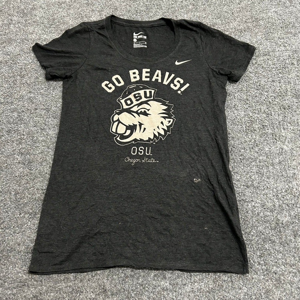 Nike T-Shirt Womens Size S Charcoal Grey Oregon State Beavers Go Beavs Graphic